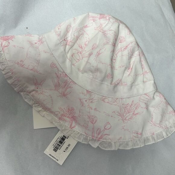Janie and Jack 100049341 Light Pink Bunny Toile Baby  Toile Sun Hat size 3-6 - Picture 8 of 10